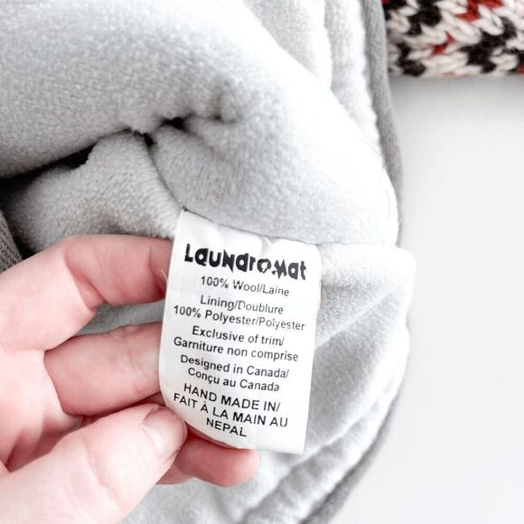 RARE Laundromat Men's Sweater Jacket Hooded Wool Fair Isle Pattern Gray Size M - Picture 4 of 7